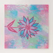 かわいい手描きパステルフラワー ジグソーパズル (横)