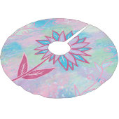 かわいい手描きパステルフラワー ブラッシュドポリエステルツリースカート (アングル)