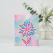 かわいい手描きパステルフラワー ポストカード (スタンド正面)