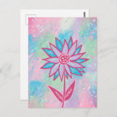 かわいい手描きパステルフラワー ポストカード (正面/裏面)