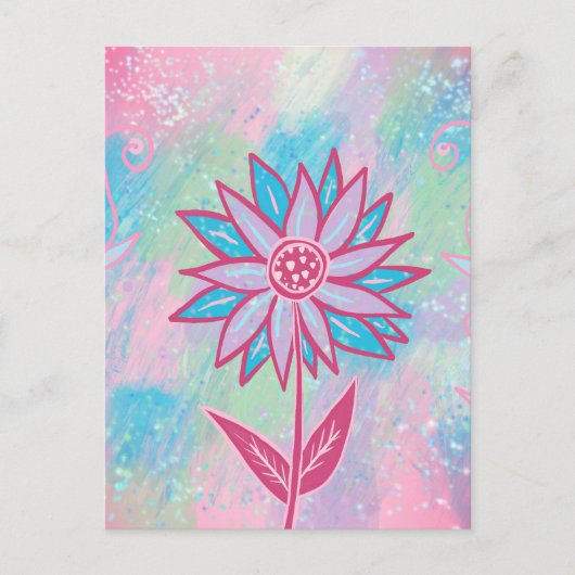 かわいい手描きパステルフラワー ポストカード (正面)