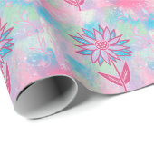 かわいい手描きパステルフラワー ラッピングペーパー (ロールコーナー)