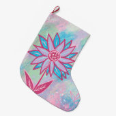 かわいい手描きパステルフラワー ラージクリスマスストッキング (正面 (吊り時))