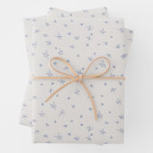 かわいい手描きパステルブルースターオンクリームテクスチャ ラッピングペーパーシート (インサイチュ)