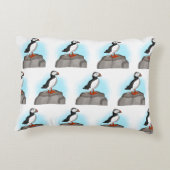 かわいい手描きパフィン アクセントクッション (裏面)