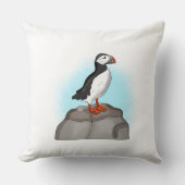 かわいい手描きパフィン クッション (正面)