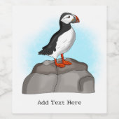 かわいい手描きパフィン ワインラベル (シングルラベル)