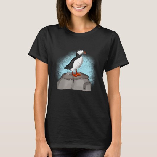 かわいい手描きパフィン Tシャツ (正面)
