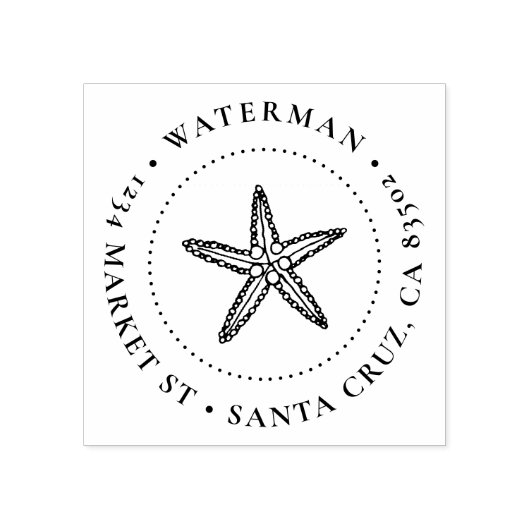 かわいい手描きヒトデ家族差出人住所 ラバースタンプ (インプリント)