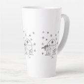 かわいい手描きフェスティバルクリスマスホリデーキャット カフェラテマグ (右アングル)