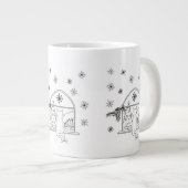 かわいい手描きフェスティバルクリスマスホリデーキャット ジャンボコーヒーマグカップ (正面右)