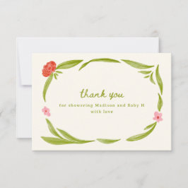 かわいい手描きフローラ赤ちゃんシャワーサンキューカード サンキューカード