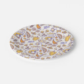 かわいい手描きフードレストランパターン ペーパープレート (アングル)