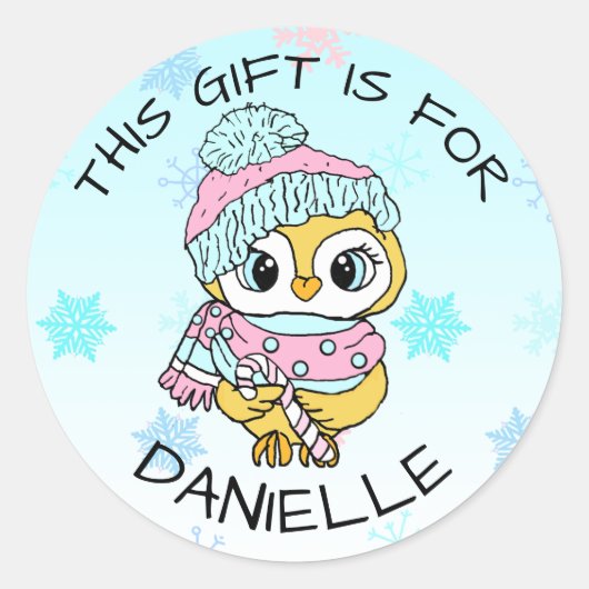 かわいい手描きペンギンのクリスマスプレゼントラベル ラウンドシール (正面)