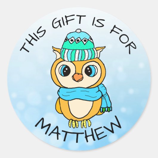 かわいい手描きペンギンのクリスマスプレゼントラベル ラウンドシール (正面)