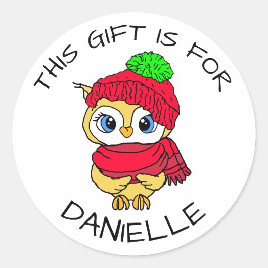 かわいい手描きペンギンのクリスマスプレゼントラベル ラウンドシール (正面)