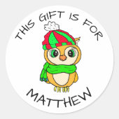 かわいい手描きペンギンのクリスマスプレゼントラベル ラウンドシール (正面)