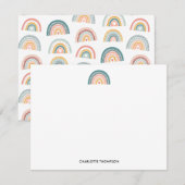 かわいい手描きボヘミアンレインボー ノートカード (正面/裏面)