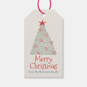 かわいい手描きメリークリスマスツリーパーティー ギフトタグ