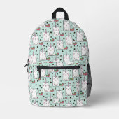 かわいい手描きユニコーン猫パターン プリントバックパック (正面)