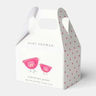 かわいい手描きレインボーピンクバーディベビーシャワー フェイバーボックス