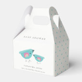 かわいい手描きレインボーブルーバーディベビーシャワー フェイバーボックス (正面サイド)