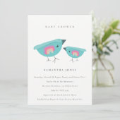 かわいい手描きレインボーブルーバーディベビーシャワー 招待状 (スタンド正面)