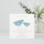 かわいい手描きレインボーブルーバーディベビーシャワー 招待状 (スタンド正面)