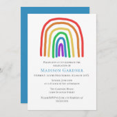 かわいい手描きレインボー高校卒業 招待状 (正面/裏面)