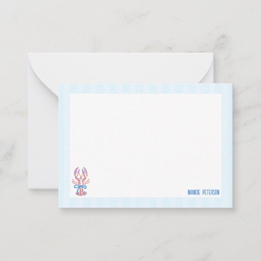 かわいい手描きロブスター ノートカード (正面)
