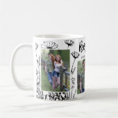 かわいい手描きワイルドフラワー3フォトコラージュの別売り コーヒーマグカップ (左)