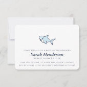 かわいい手描き女の子シャーク赤ちゃんシャワーボーイ 招待状 (正面)