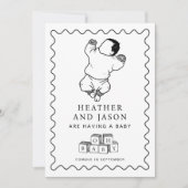 かわいい手描き妊娠 案内状 (正面)