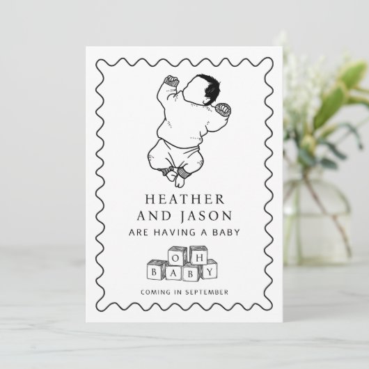 かわいい手描き妊娠 案内状 (スタンド正面)