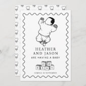 かわいい手描き妊娠 案内状 (正面/裏面)