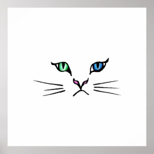かわいい手描き子猫顔 ポスター