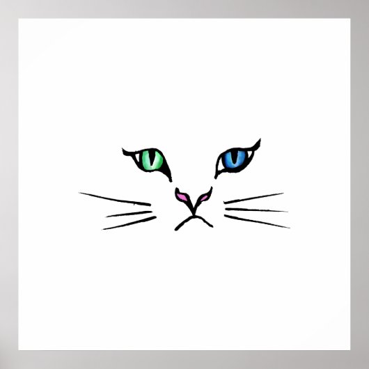 かわいい手描き子猫顔 ポスター (正面)