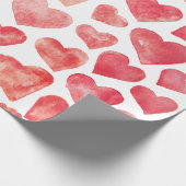 かわいい手描き水彩赤いハート ラッピングペーパー (角)