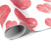 かわいい手描き水彩赤いハート ラッピングペーパー (ロールコーナー)