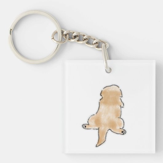 かわいい手描き犬のスプロート背面イラスト キーホルダー (正面)