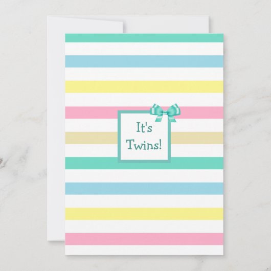 かわいい手描き男の子と女の子ツインベビーシャワー 招待状 (裏面)