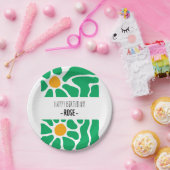 かわいい手描き花誕生日紙プレート ペーパープレート (パーティー)