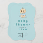 かわいい手描き赤ちゃんシャワー 招待状 (正面/裏面)