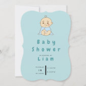 かわいい手描き赤ちゃんシャワー 招待状 (正面)