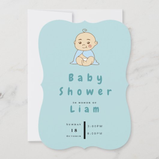 かわいい手描き赤ちゃんシャワー 招待状 (正面)