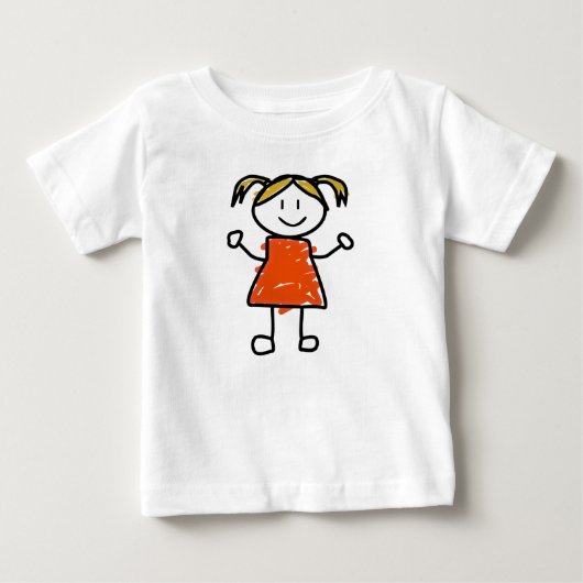 かわいい手描き風の女の子ベビーTシャツ ベビーTシャツ (正面)
