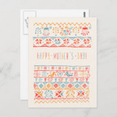 かわいい手描き鳥の花ハッピー母の日 ポストカード (正面/裏面)