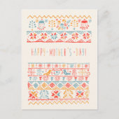 かわいい手描き鳥の花ハッピー母の日 ポストカード (正面)