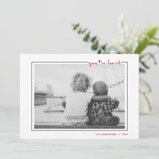 かわいい手書きあなたは愛されたフレームバレンタイン 招待状 (スタンド正面)