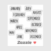 かわいい手書きの黒い文字の月 シール (シート)